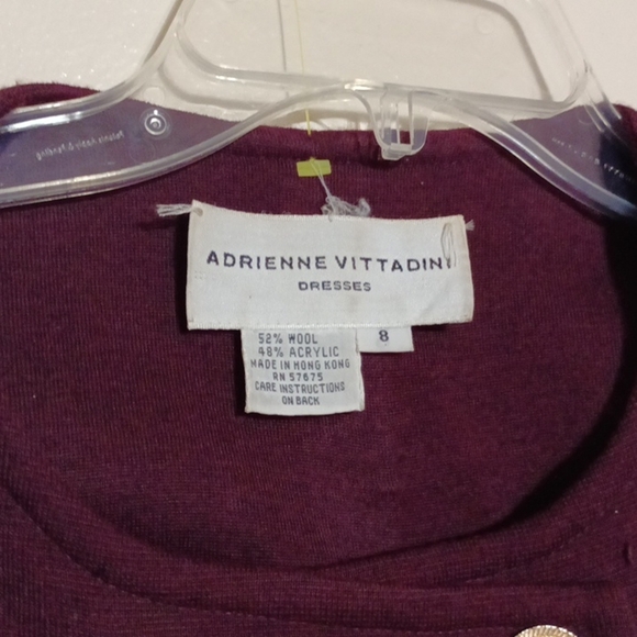 Vintage Adrienne Vittadini Knit Dress Maroon Women's Size 8 - Picture 5 of 10